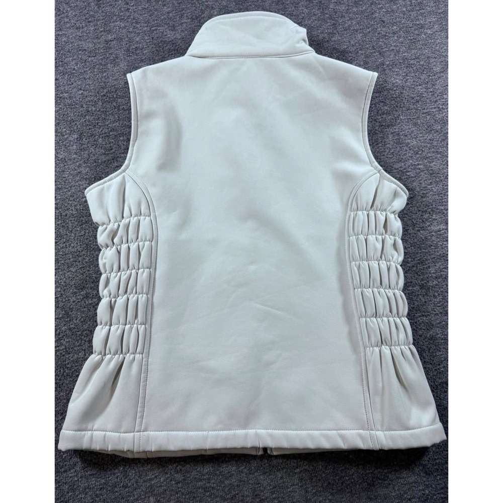 Fjall Womens XS Cream Softshell Fleece Lined Ruched Side Full Zip Vest - Picture 8 of 8